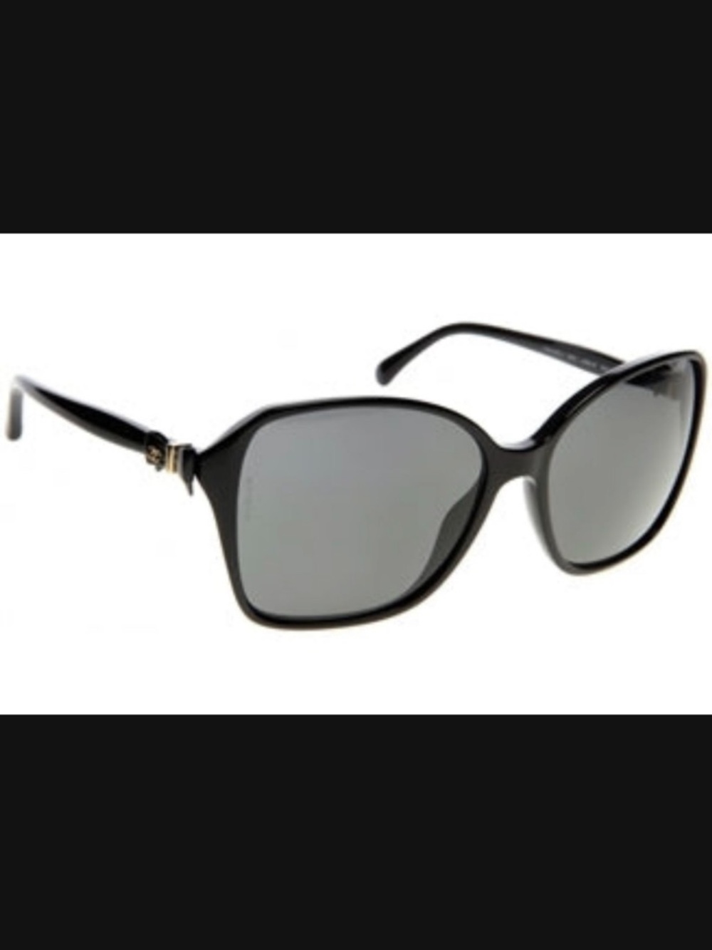CHANEL Black Oversized Cat-Eye Sunglasses with Gray Lenses
